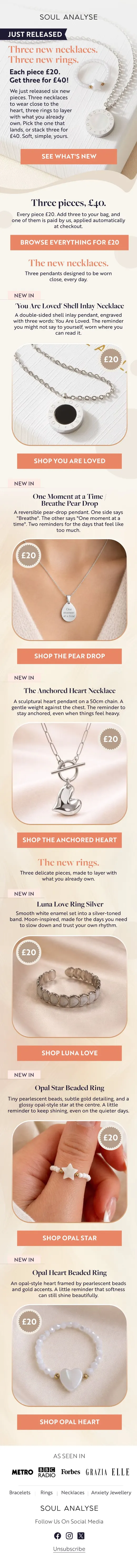 Soul Analyse just released email with three new necklaces and three rings