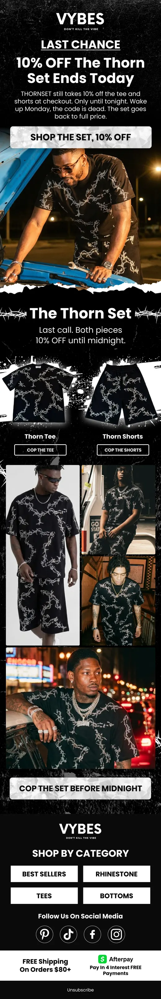 VYBES final hours email before the Thorn set discount ends