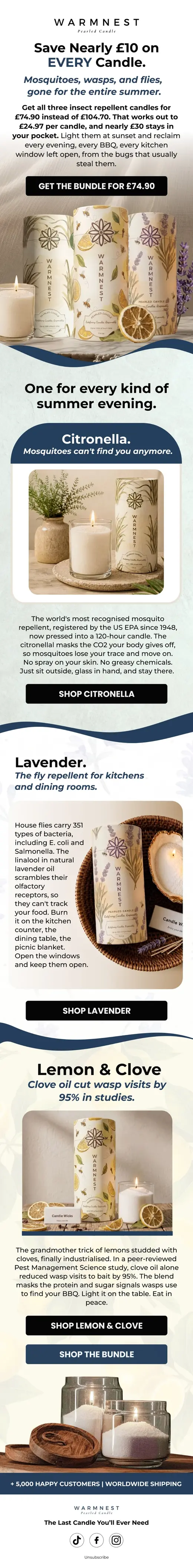 Warmnest insect repellent candle bundle email saving nearly 10 pounds