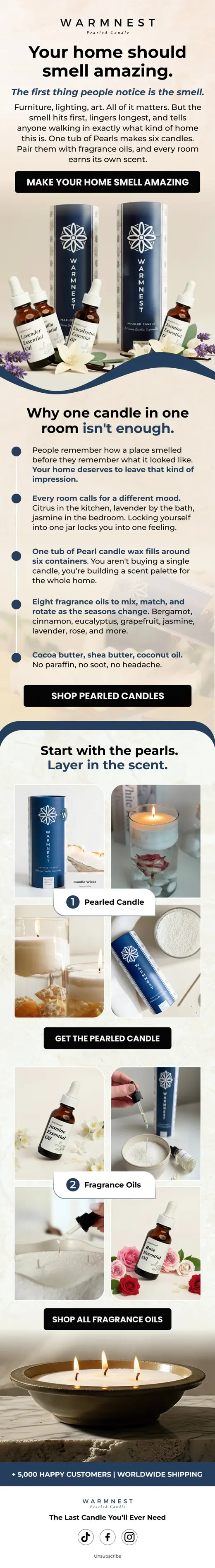 Warmnest home scenting email pairing pearled candles with fragrance oils